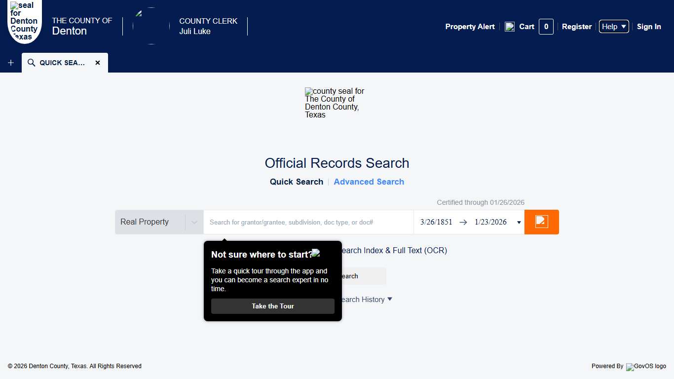 Official Record Search - Quick Search