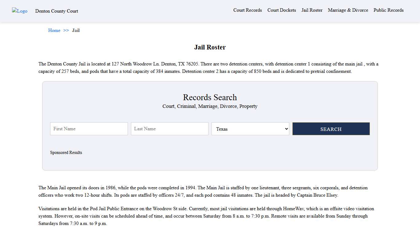 Jail Roster Denton County Court
